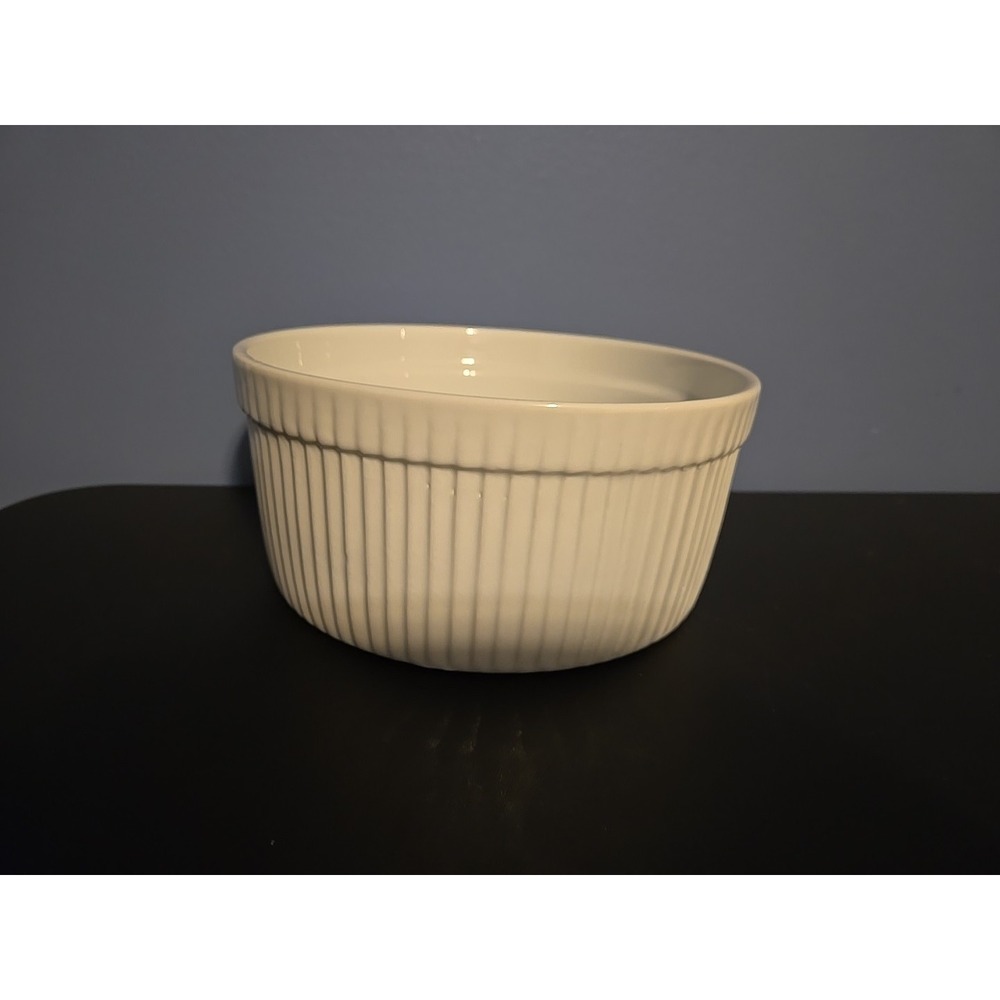 BIA Cordon Bleu Souffle Casserole Baking Serving Dish White Ribbed‎ 6.5" Ramekin
